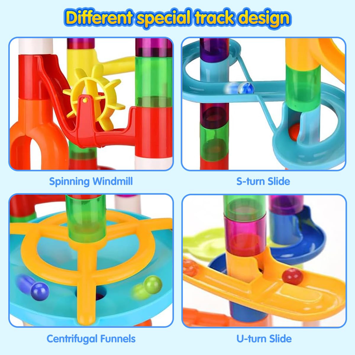 Marble Run for Kids,135 PCS Marble Maze Track Set - Educational Building Block Toys Set for Boys Girls STEM Learning (75 Blocks + 60 Marbles)