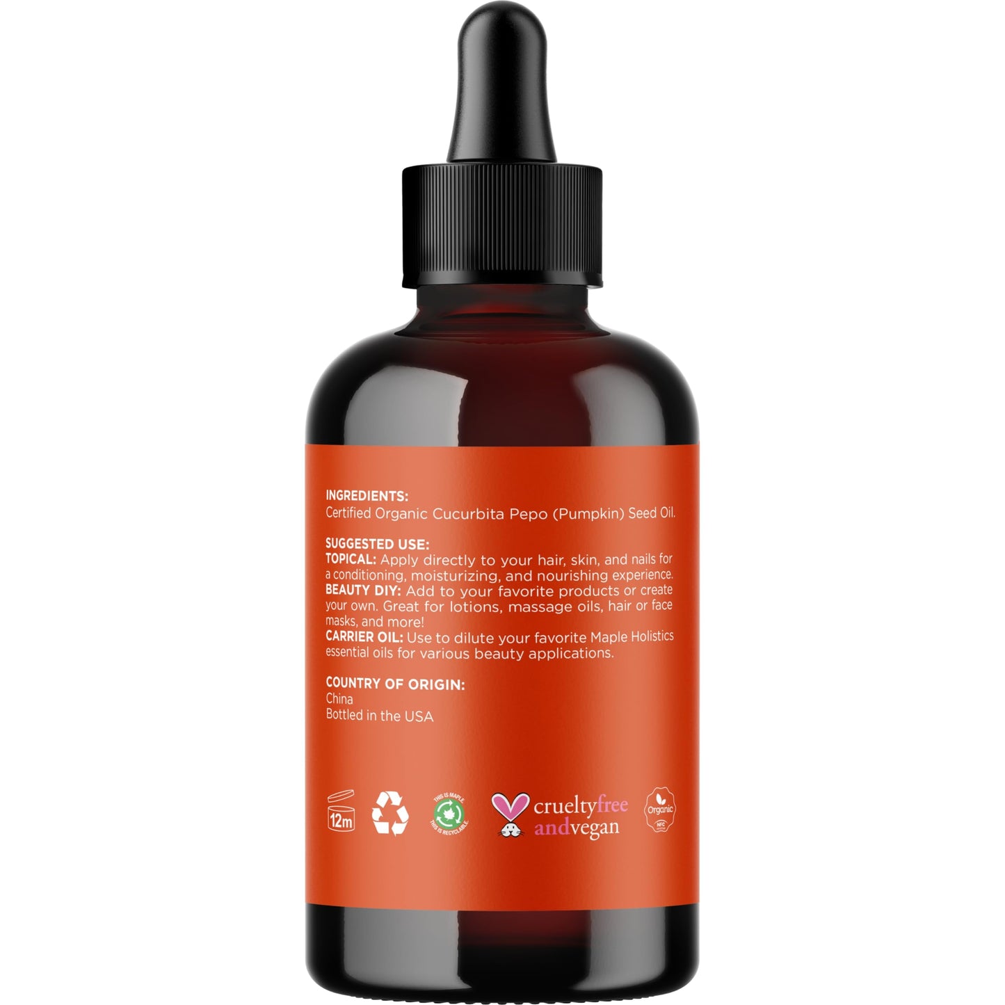 USDA Organic Pumpkin Seed Oil 4oz – 100% Pure, Cold Pressed & Unrefined Virgin Oil for Hair Growth, Volume & Anti-Aging Face Moisturizing