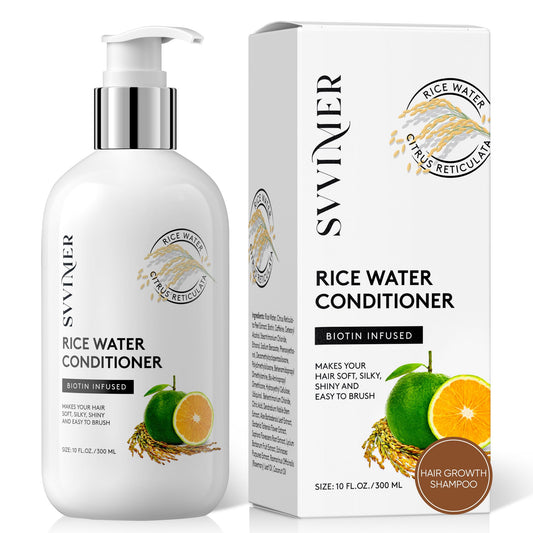 Svvimer Rice Water Hair Growth Conditioner with Biotin – Thickening & Strengthening for Thinning Hair, Sulfate Free, for Men & Women, 10 Fl Oz
