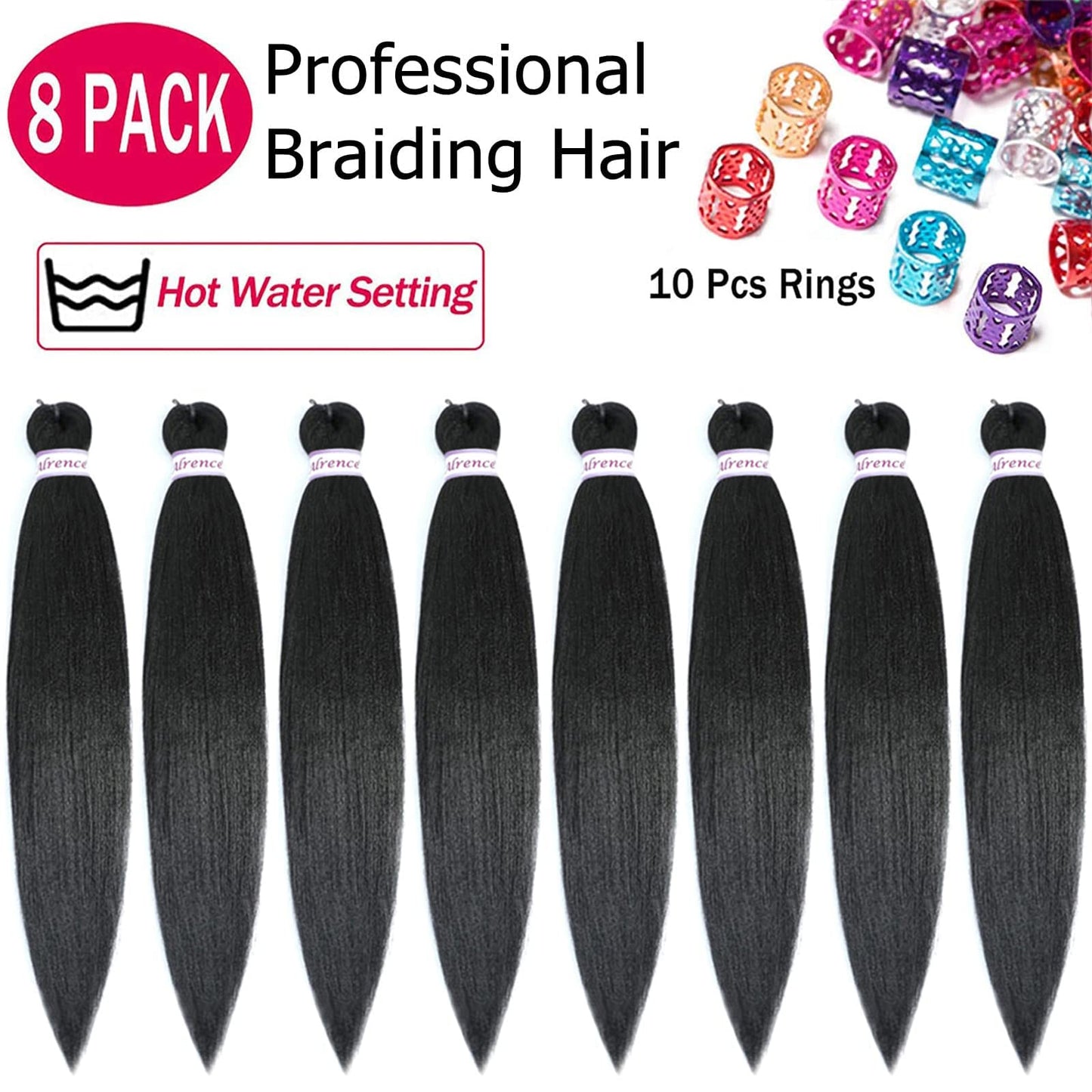 Alrence Pre Stretched Braiding Hair Long Braid 30 Inch 8 Packs Professional Braiding Hair Extensions Synthetic Crochet Twist Braids (30 Inch, 1B#)