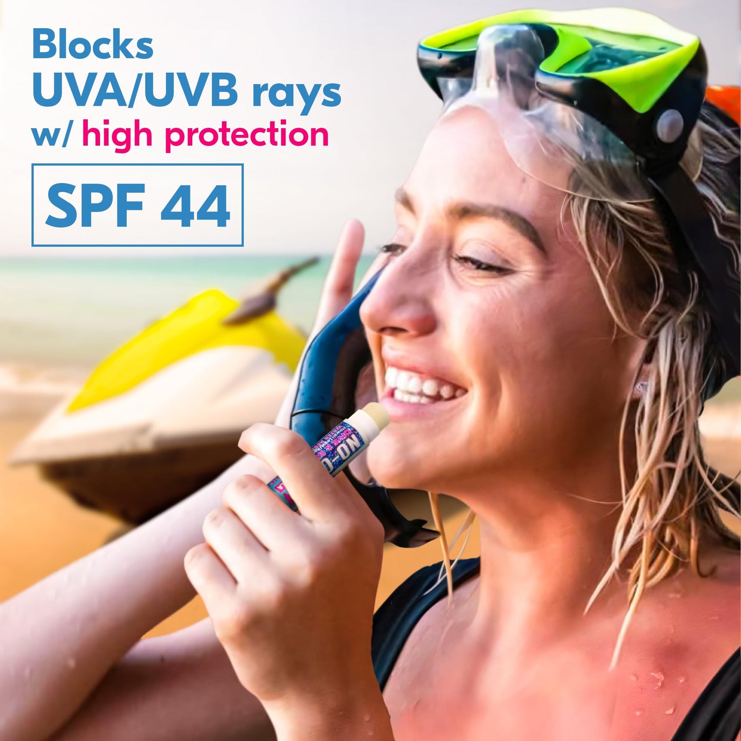 NO-OX SPF 44 Lip Balm 3-Pack – Broad Spectrum, Vitamin E, Moisturizing, Vegan, Water Resistant, Vanilla Flavor, 0.15 oz Each