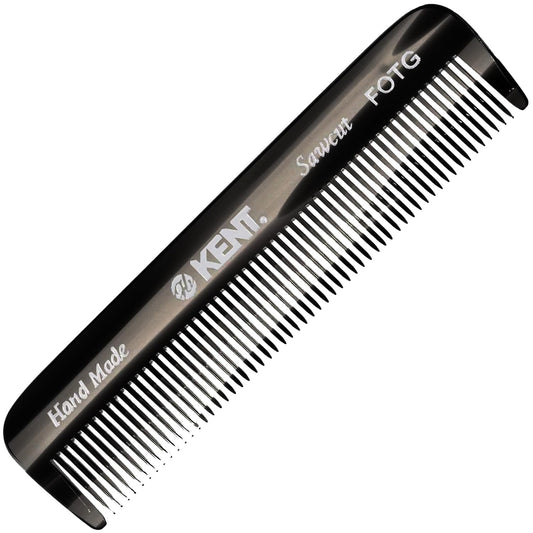 Kent FOT Black Graphite Fine Tooth Pocket Comb for Men – Handmade Travel Comb for Styling, Fine Hair, Beard & Mustache – Saw-Cut, Made in England