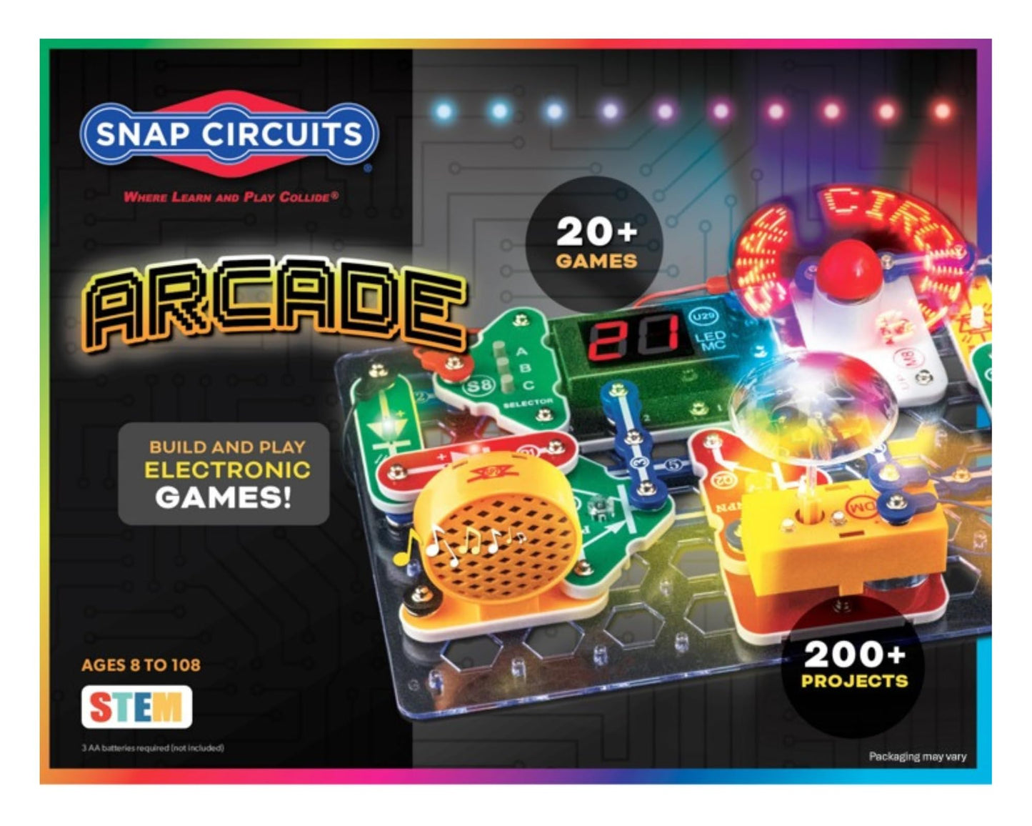 Snap Circuits “Arcade”, Electronics Exploration Kit, Stem Activities for Ages 8+, Full Color Project Manual (SCA-200)