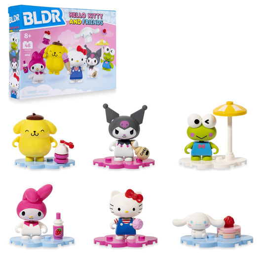BLDR Hello Kitty & Friends 6-Pack Minifigures – Hello Kitty, Cinnamoroll, Pompompurin, My Melody, Keroppi & Kuromi – Amazon Exclusive, Ages 8+