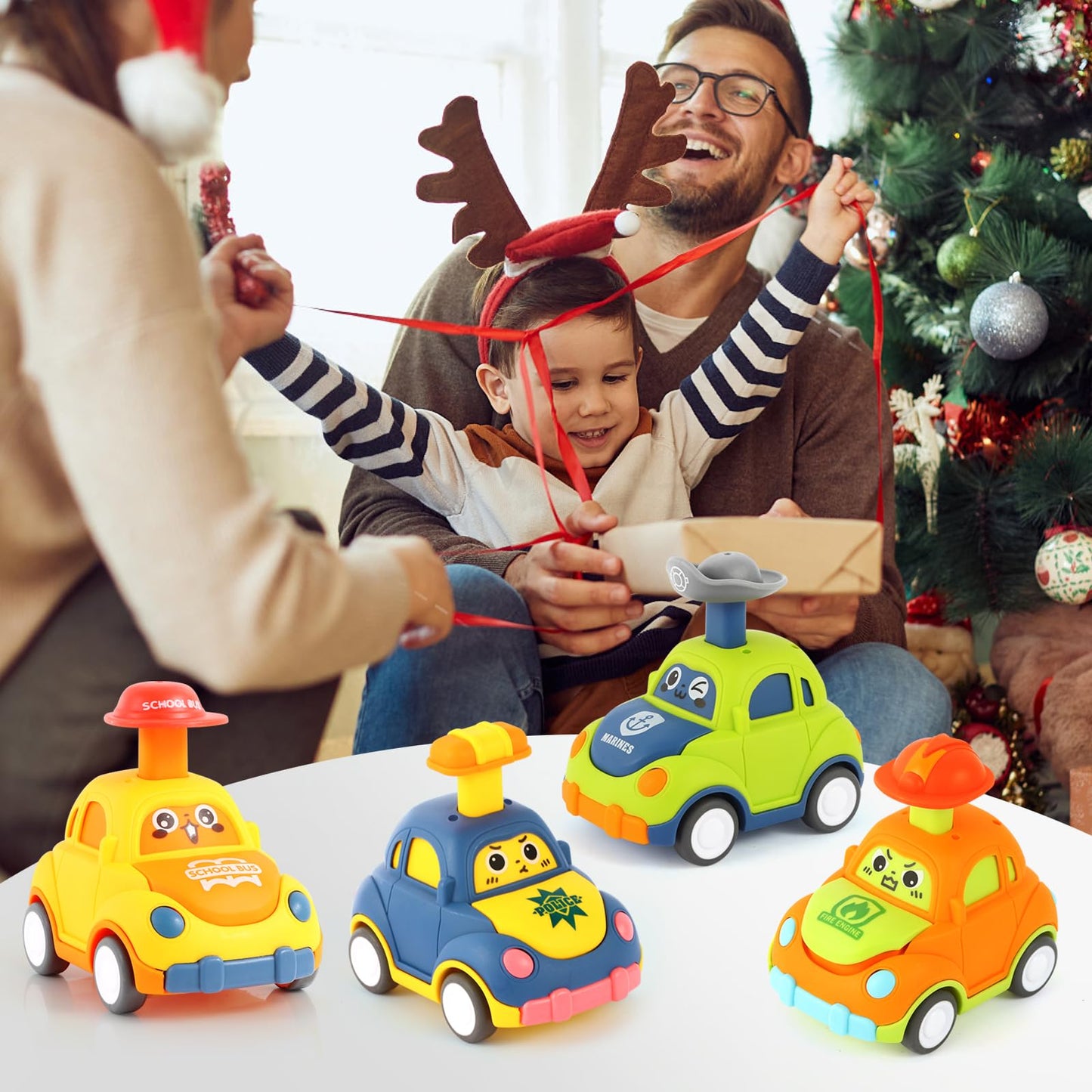 QSONSELL Pull Back Car Toys for Toddlers 1-3 | Birthday Gifts, Party Favors, Goodie Bag Stuffers for Boys & Girls