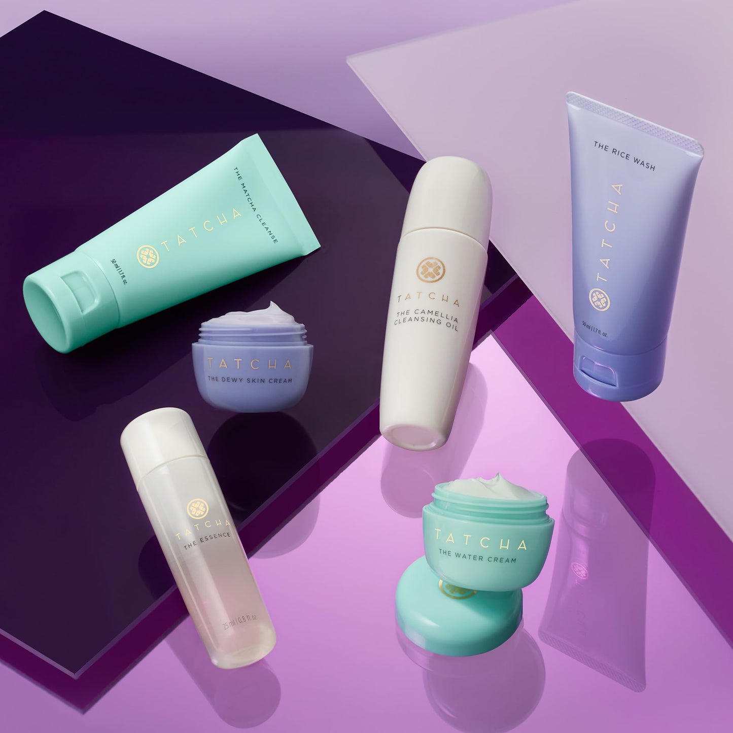 TATCHA Mini Favorites Set | Travel Sized Bestselling Cleansers, Essence, and Moisturizers | $120 Value