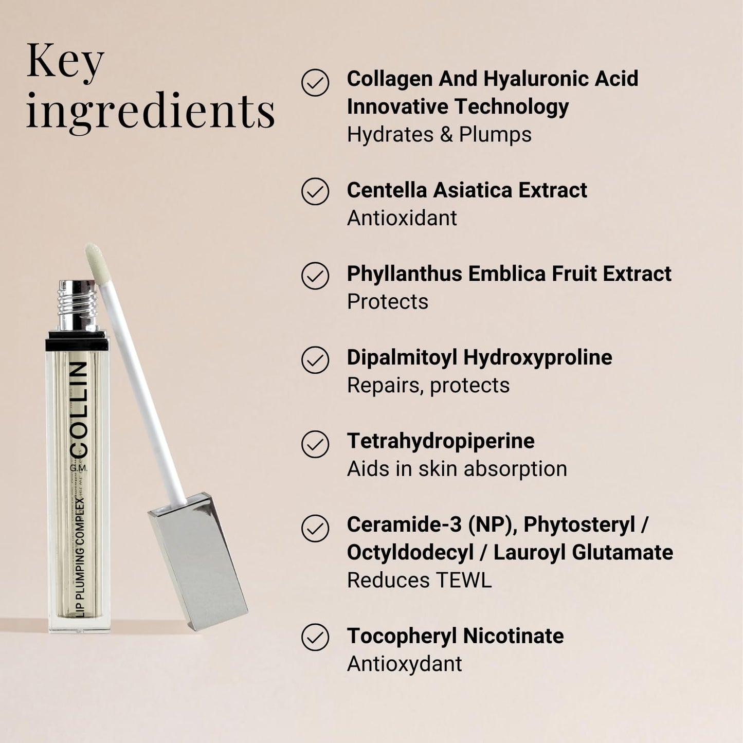 G.M. COLLIN Lip Plumping Complex (Clear) | Hydrating Lip Gloss Formulated With Collagen & Hyaluronic Acid for Visibly Plumped Lips