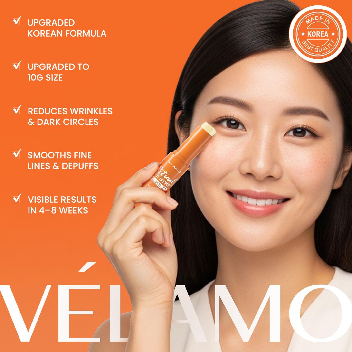 VELAMO Advanced Retinol Eye Balm Stick, Korea – 8-in-1 Collagen, Niacinamide & Peptides for Dark Circles, Puffiness & Wrinkles 0.35oz