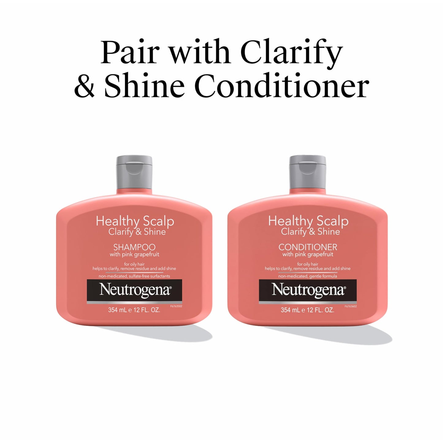 Neutrogena Healthy Scalp Clarifying Shampoo with Pink Grapefruit – Exfoliating, pH-Balanced, Color-Safe, Sulfate & Paraben-Free, 12 Fl Oz