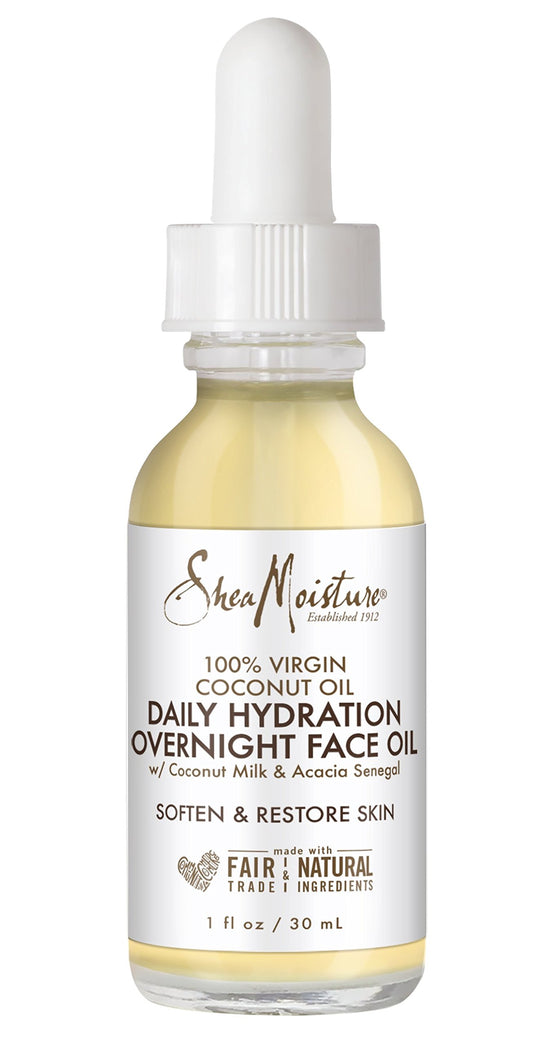 SheaMoisture Overnight Face Oil for All Skin Types 100% Virgin Coconut Oil for Daily Hydration 1 oz