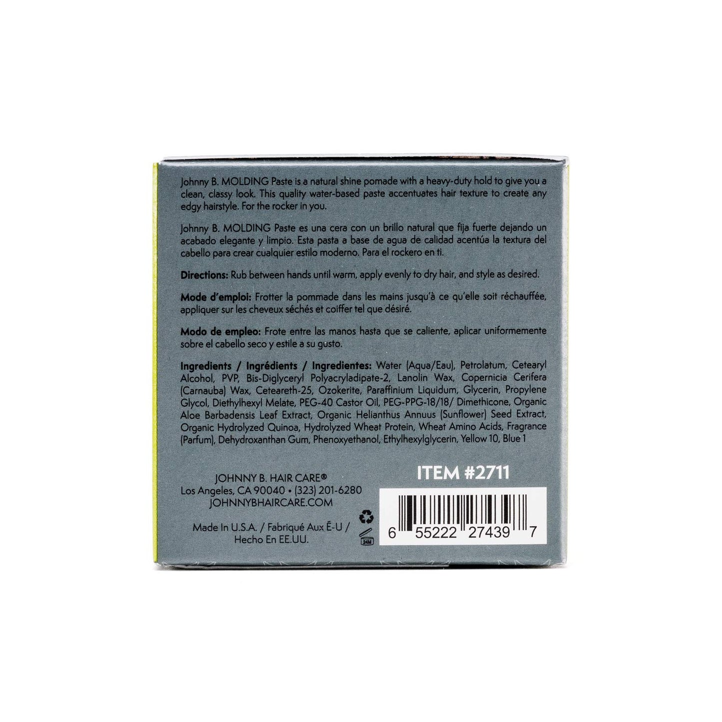JOHNNY B. Molding Paste, Pliable Hair Clay, 3 oz.