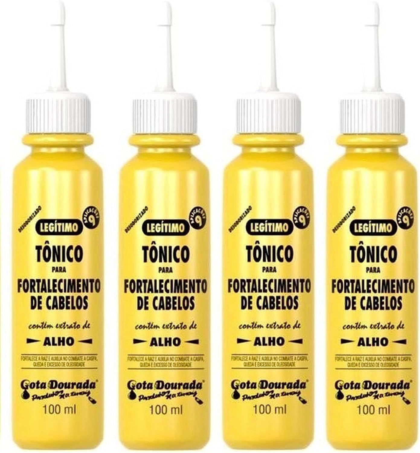 Gota Dourada Extraordinario Tonico para Fortalecimento de cabelos (hair tonic with garlic extract) Pack of 04, 100ml