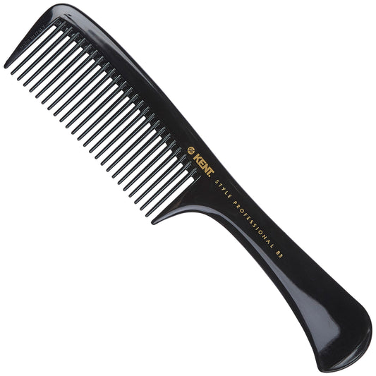 Kent SPC83 Black Salon-Style Barber Comb and Dressing Cutting Detangler with Wide Teeth - Professional Barber Wide Tooth Comb for Styling for Medium and Thick. Ergonomic Grip for Daily Use.
