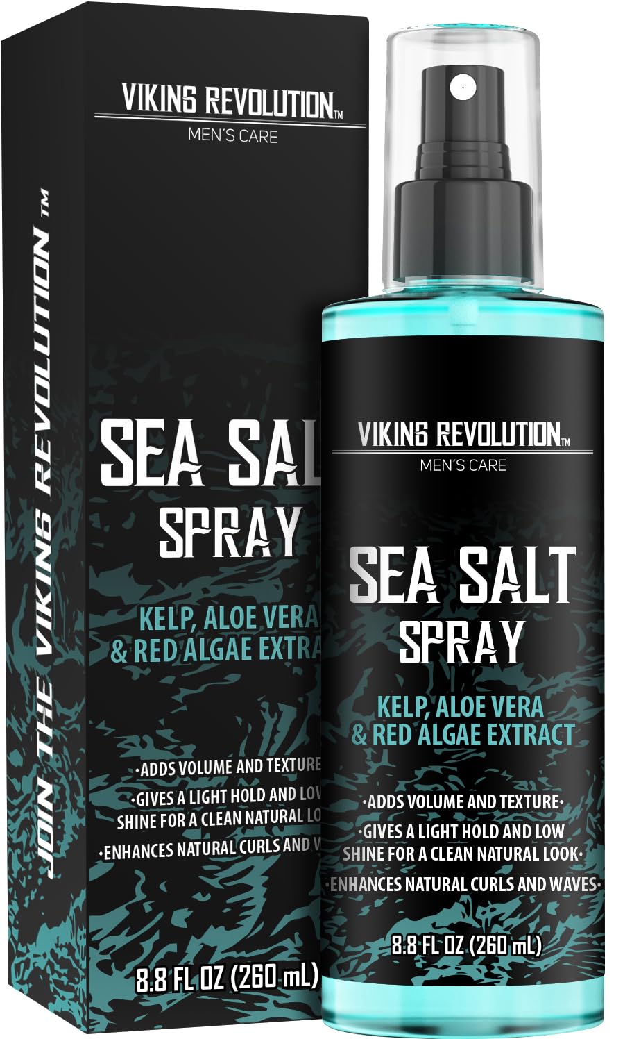 Viking Revolution Sea Salt Spray for Men & Women – Texturizing Hair Spray with Kelp, Aloe Vera & Red Algae – Adds Volume & Beach Waves, 8.8oz