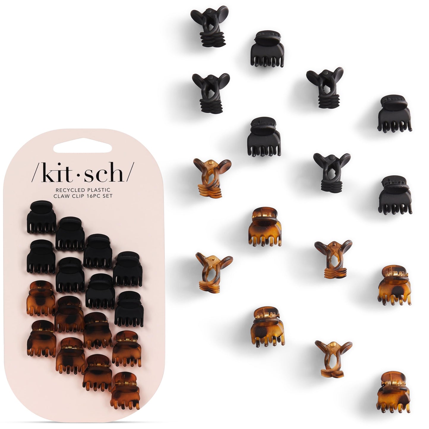 Kitsch Mini Claw Clips for Women & Kids | Durable, Non-Slip Small Hair Clips | No Pull or Snag | Stylish Tortoise & Black Hair Accessories, 16 Pcs