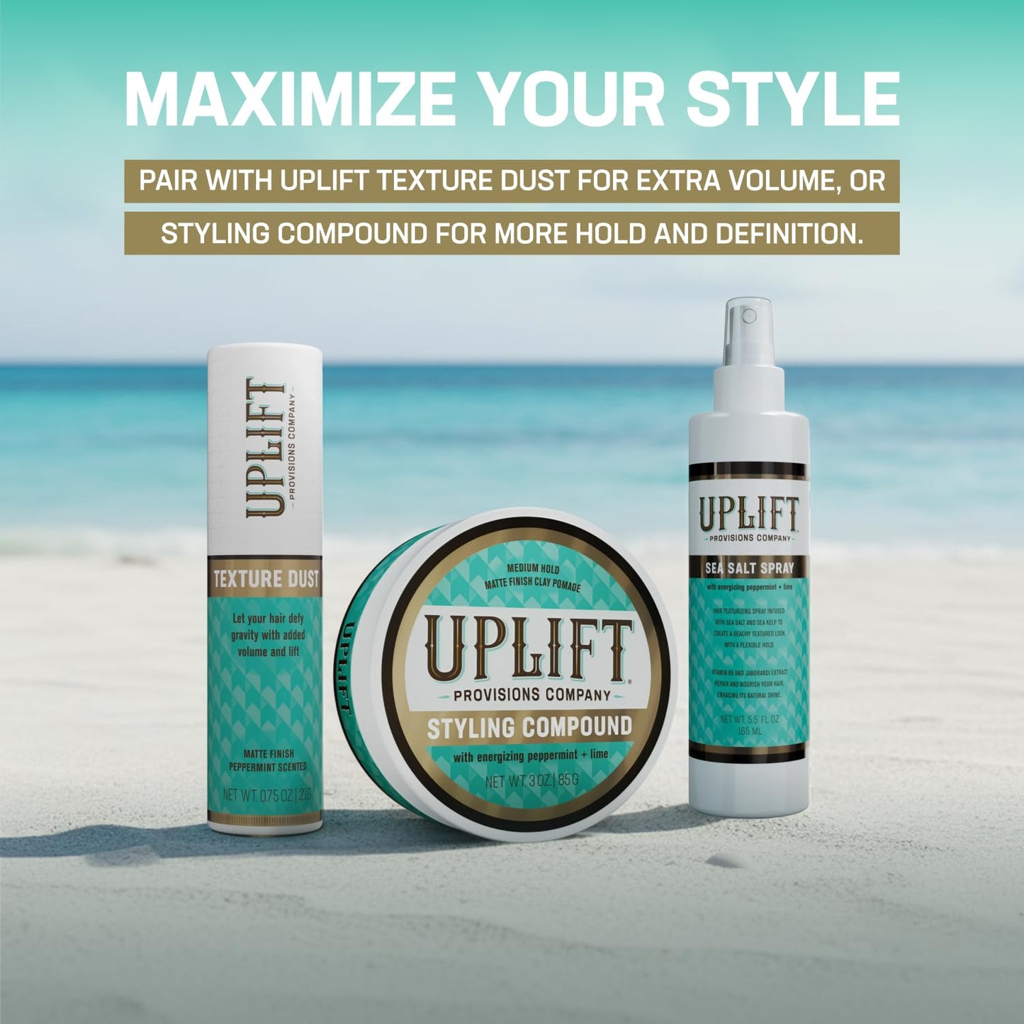 Uplift Provisions Sea Salt Spray 5.5 oz – Adds Texture & Volume for Beach Waves, Enhances Curls, Boosts Fine or Thin Hair, Lightweight Hold