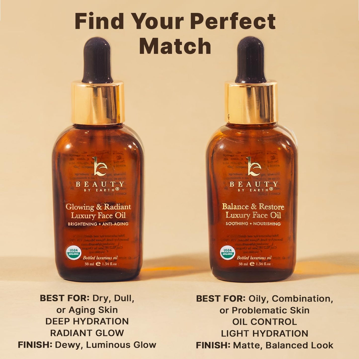 USDA Organic Face Oil – Brightening & Smoothing Lightweight Facial Oil for Dry/Sensitive Skin with Moringa, Jojoba & Argan, USA Made