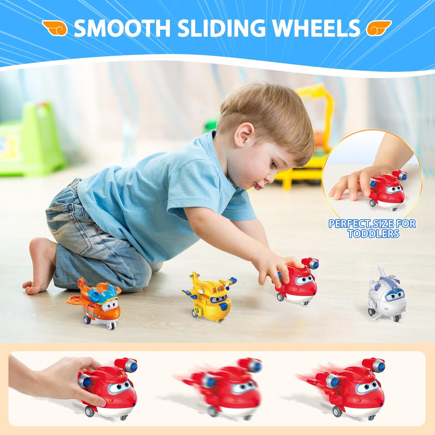 Super Wings 2" Transform-a-Bots 4-Pack – Jett, Donnie, Astra & Sunny Mini Figures, Airplane Toys for Kids 3-5, Transformable Fun Toy
