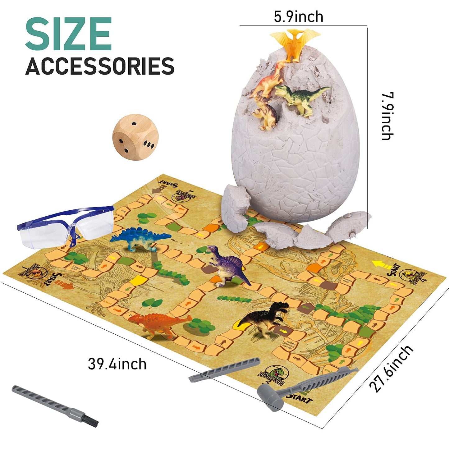 Woumserta Jumbo Dino Egg Dig Kit with 12 Dinosaur Toys – Excavation Playset for Kids 5-12, Birthday Gift for Boys & Girls