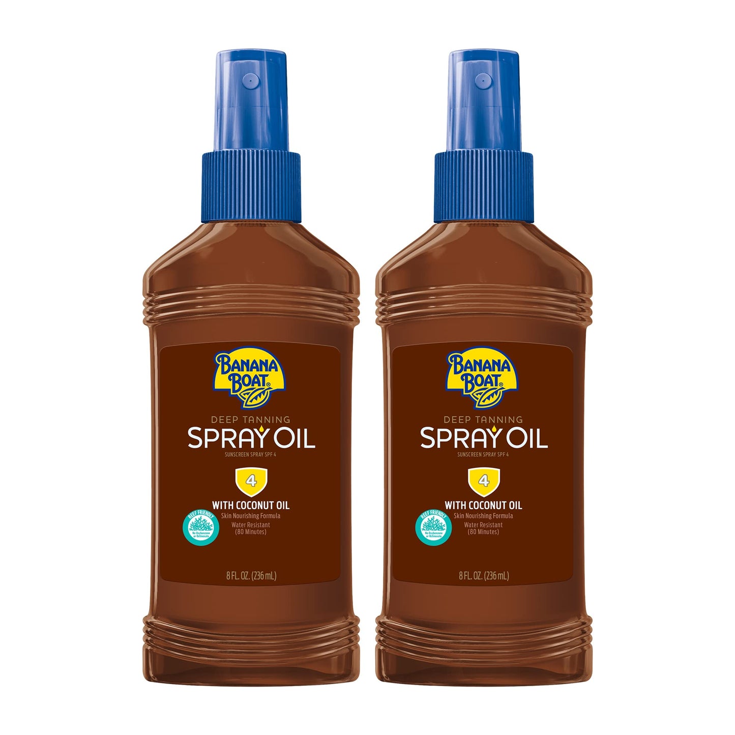 Banana Boat Deep Tanning Oil Spray SPF 4 | Dark Tanning Oil with SPF 4 Sunscreen, Water Resistant, 8oz each Twin Pack