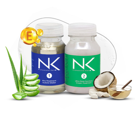 NK Hair Straightening Treatment with Keratin - 2-Step Nourishing, Reconstructing and Smoothing Formula for All Hair Types, 60ml (4oz)