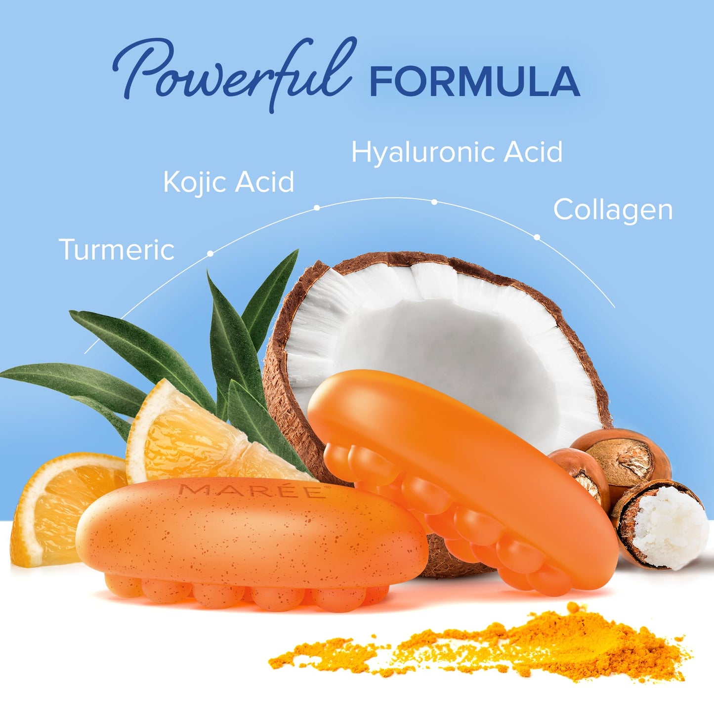 MAREE Kojic Acid & Turmeric Soap Bar – Brightening Dark Spot Remover for Face & Body, Fights Hyperpigmentation, Skin Brightener