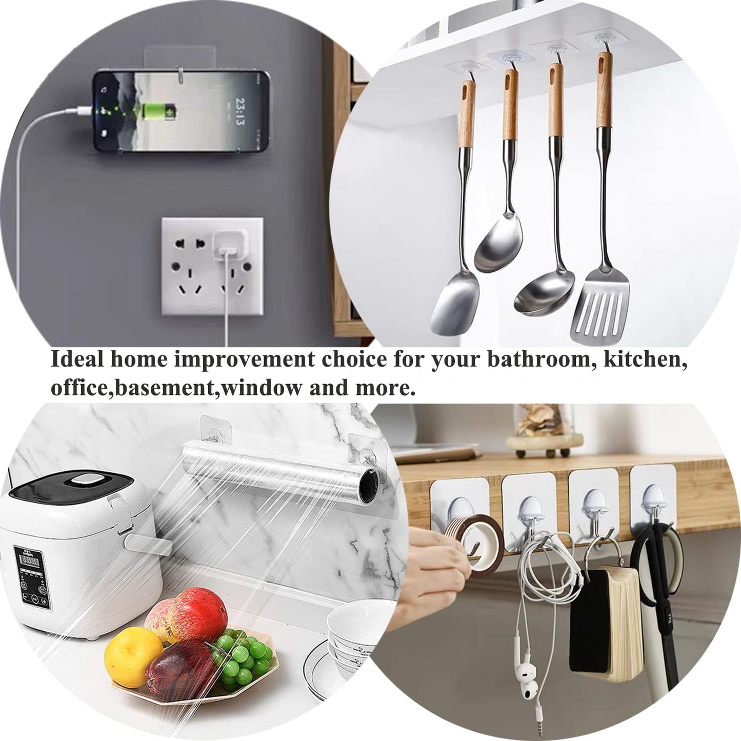 Adhesive Hooks for Hanging Heavy Duty Wall Hooks Self Adhesive Towel Coat Hooks Waterproof Transparent Hook for Bathroom Shower Kitchen Keys Door Outdoor Home Improvement Utility Hook 12 Pack