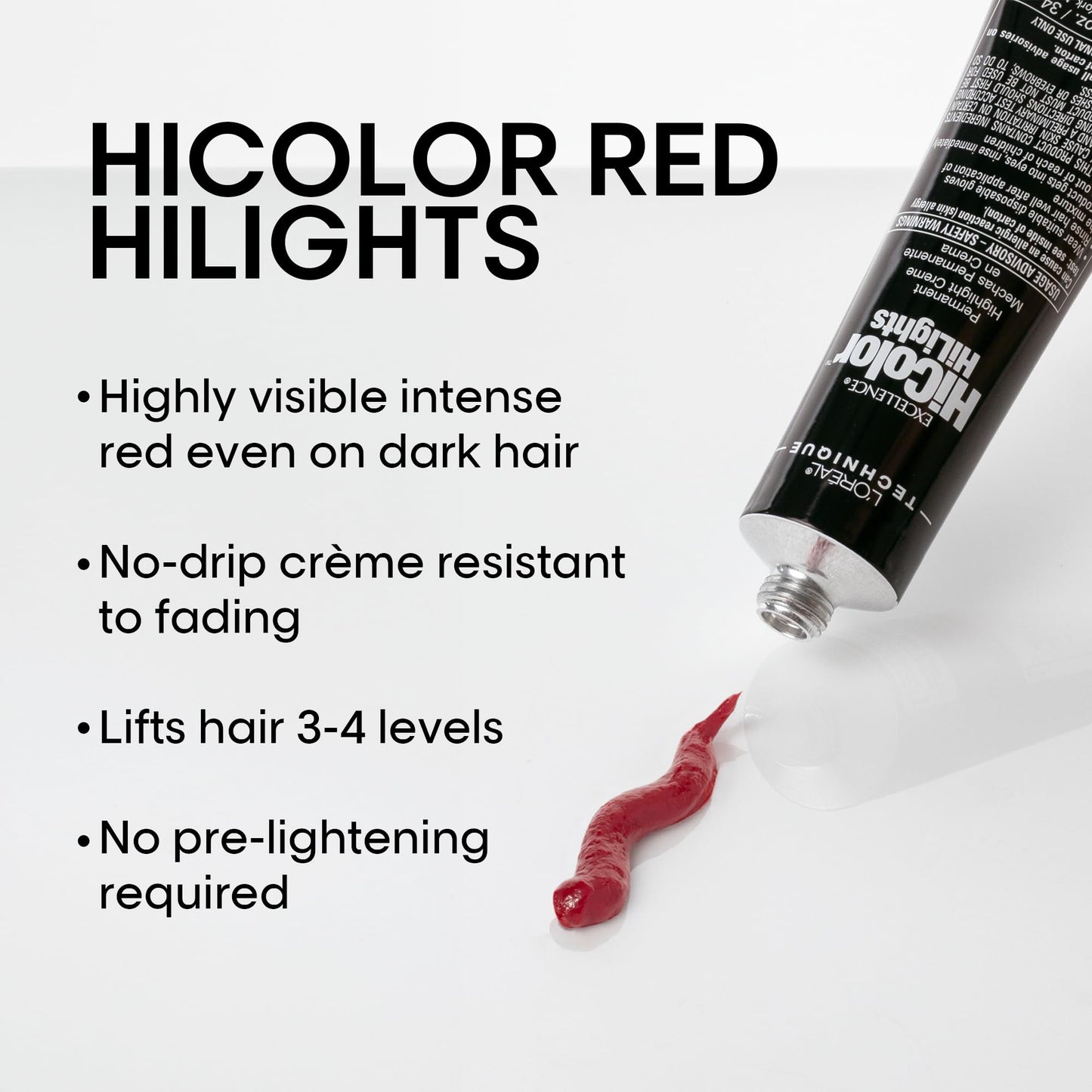 L'OREAL TECHNIQUE HiColor Red HiLights for Dark Hair – Intense Magenta Highlights, No Pre-Lightening, Rich No-Drip Creme, Quick Processing