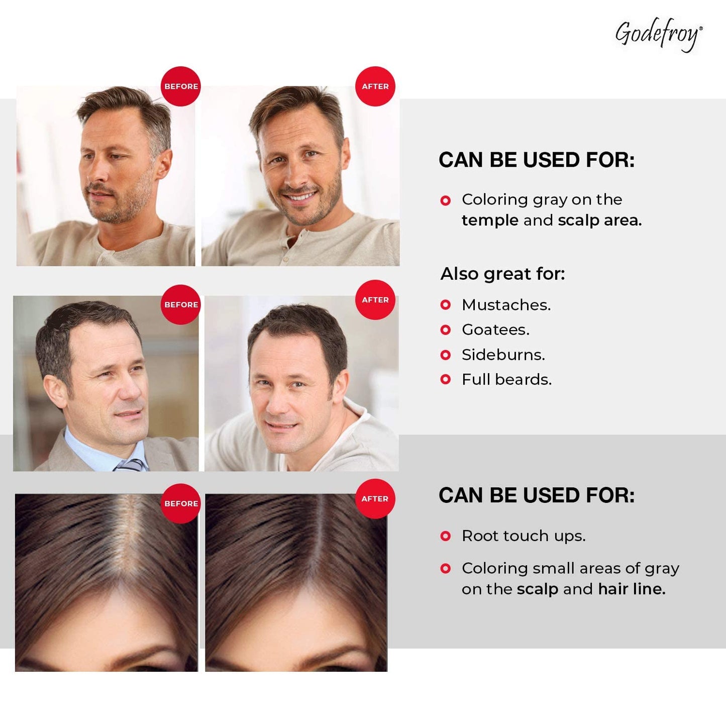 Godefroy Hair Color Tint Kit Medium Brown – 100% Gray Coverage, 20 Applications, Long-Lasting Root Touch-Up, Pre-Measured Capsules, Salon Results