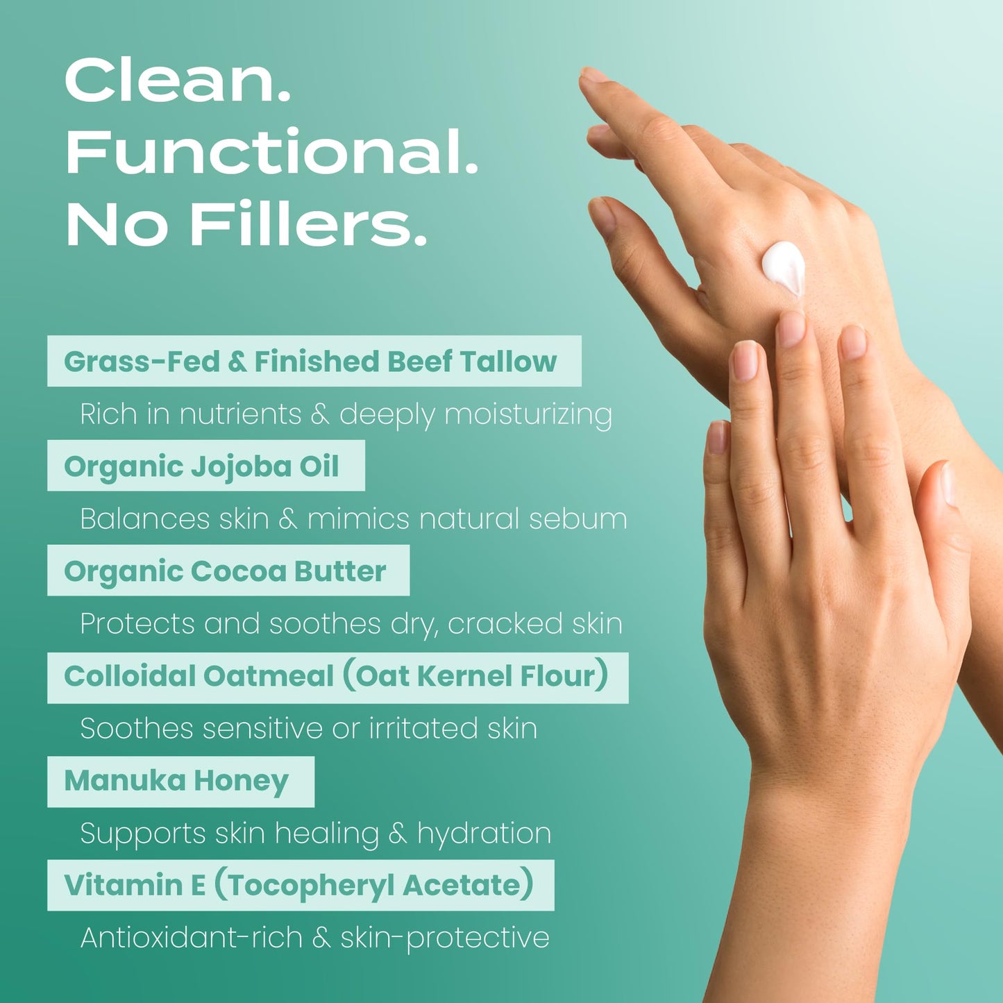 Body Restore Whipped Grass-Fed Beef Tallow for Dry Skin, Face & Body with Manuka Honey, Jojoba & Eucalyptus – Travel, Gifts & Stocking Stuffers