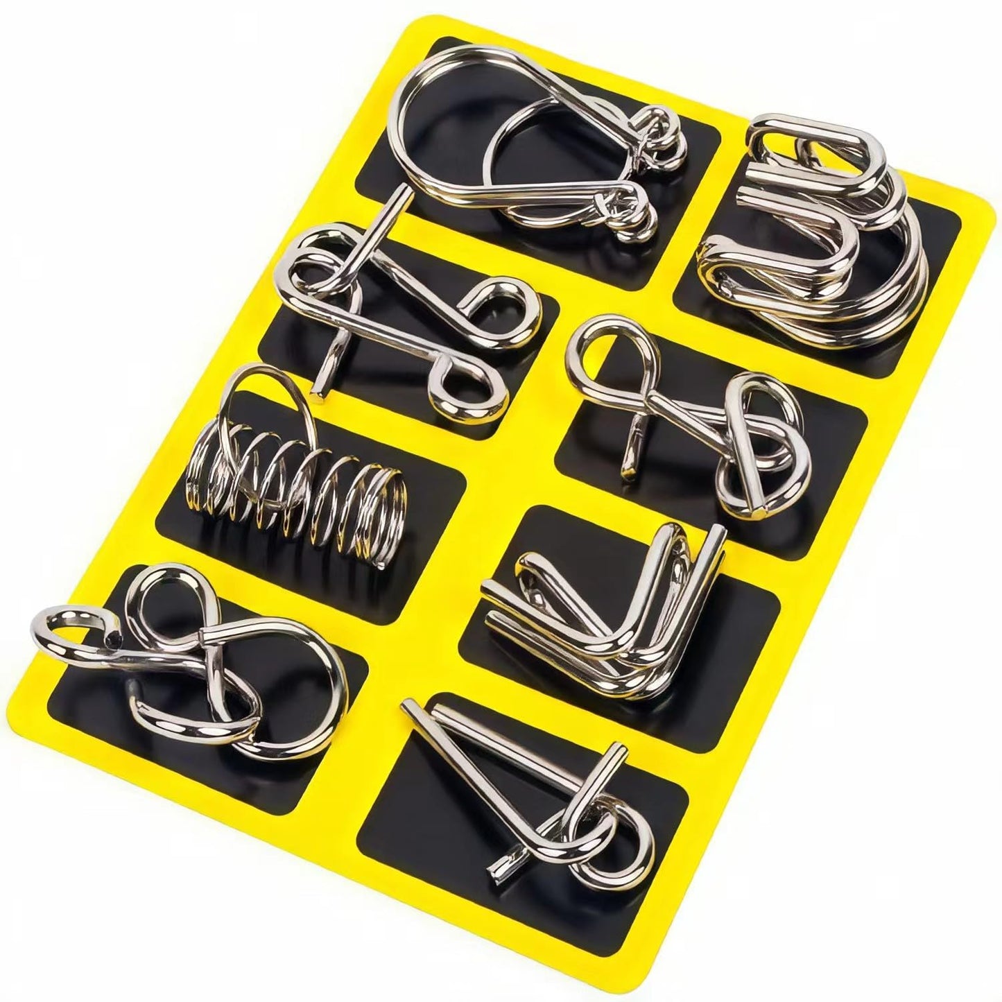 GEKELI 24-Piece Metal Wire Puzzle Set with Pouch – Brain Teasers, IQ Challenge, Interlock & Unlock Games, Magic Trick Toy for Kids & Adults