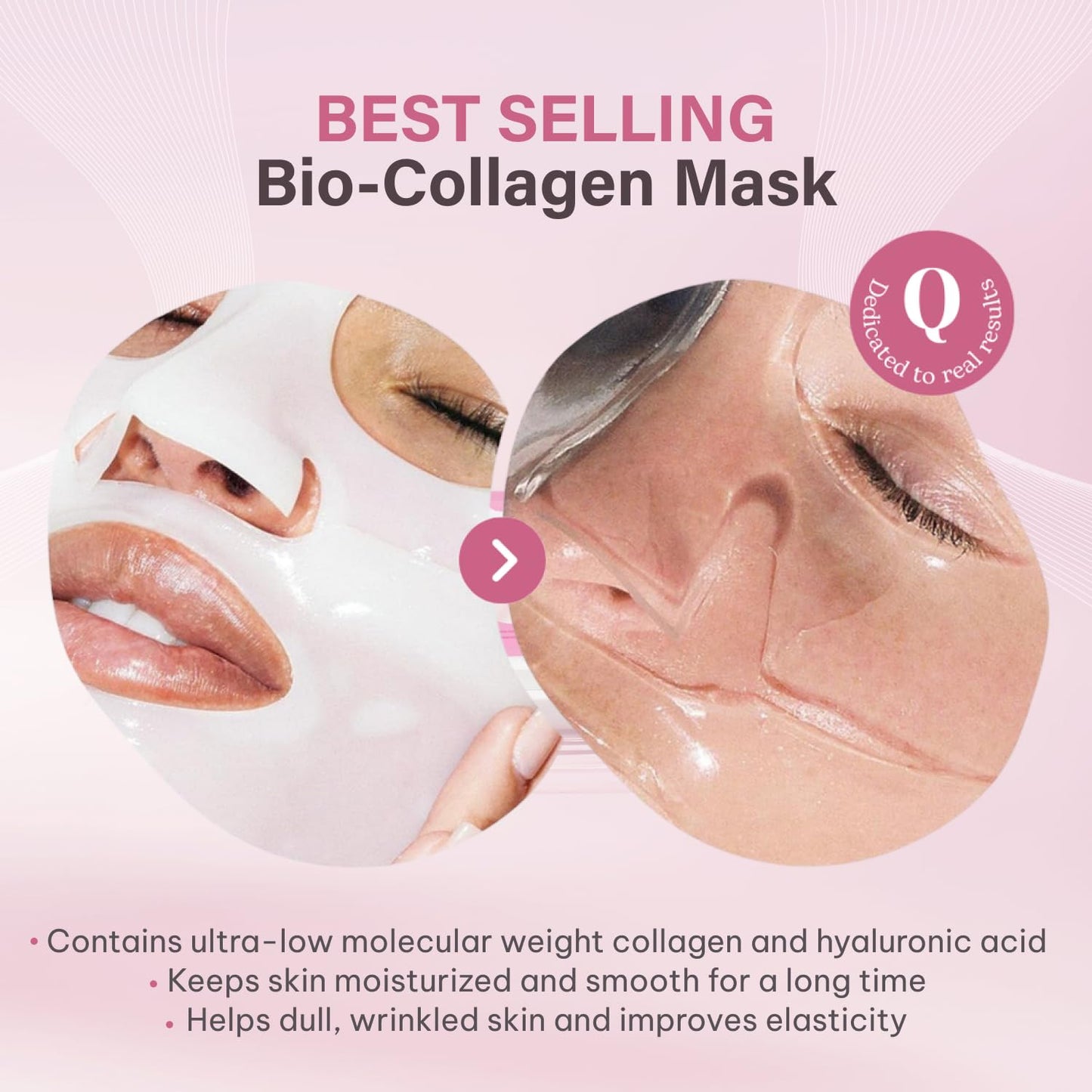 Quasi Bio-Collagen Overnight Face Mask – Hydrating Korean Sheet Mask with Niacinamide & Low Molecular Collagen – 4-Pack, All Skin Types