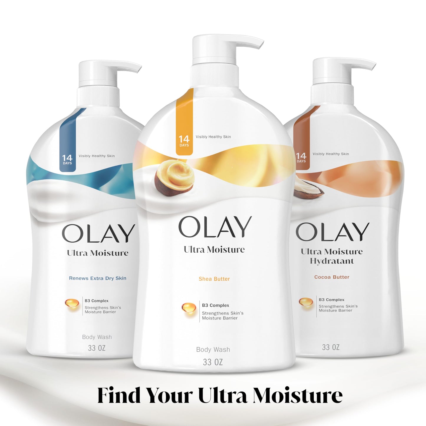 Olay Ultra Moisture Body Wash for Women, 24hr Hydrating, B3 Vitamin & Shea Butter Scent, Paraben & Phthalate Free, 33 fl oz, All Skin Types