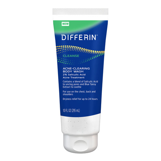 Differin Acne Body Wash – Salicylic Acid Cleanser for Back, Chest & Shoulders, Cream-to-Lather Formula, 10 oz, by Differin