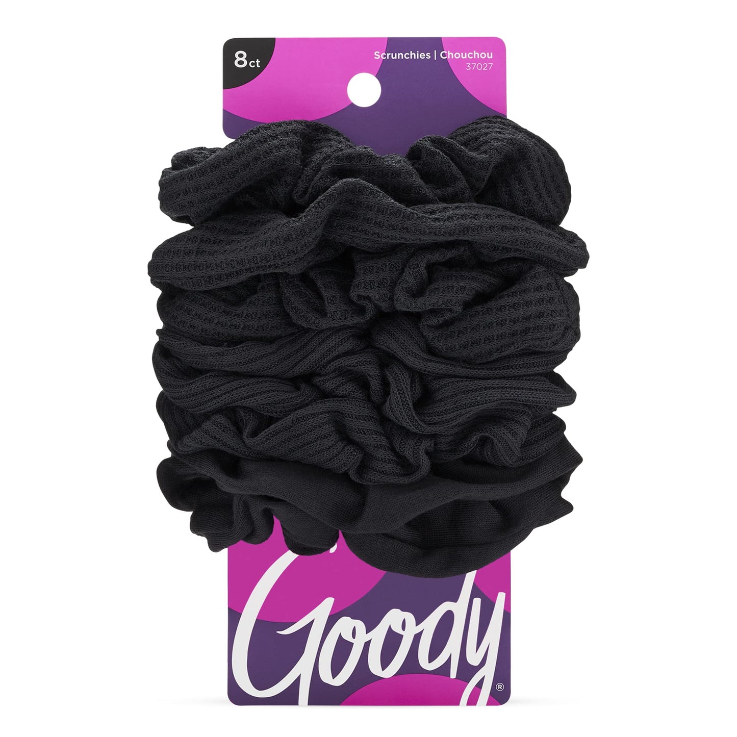 Goody Ouchless scrunchie, Black, 8 Count (Pack of 1)