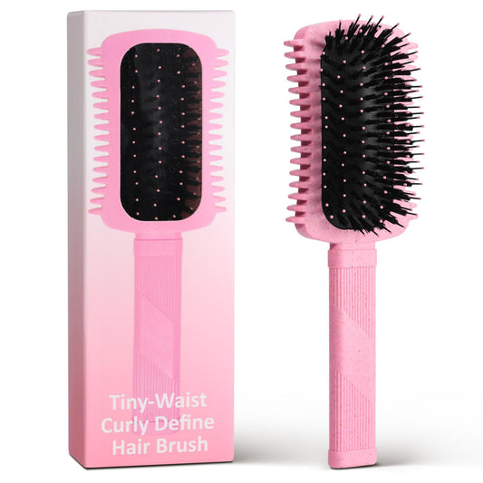 Auhrjomra Curl Defining Brush Pink – Volumizing Curly Hair Brush for Detangling, Shaping & Styling Curls, Waves & Coils, Reduces Frizz