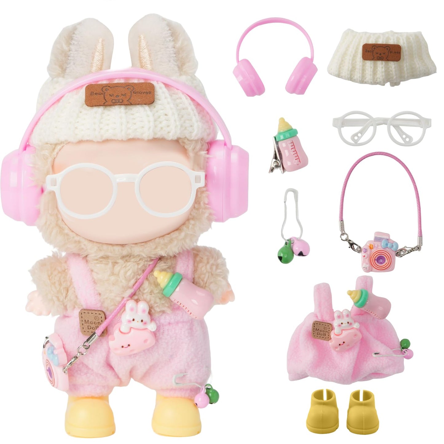 8-Piece Set Dolls Clothes(NO Doll), 17cm Dolls Cute Outfit Accessories, Small Clothes Set for Doll, Gift for Women(Pink)