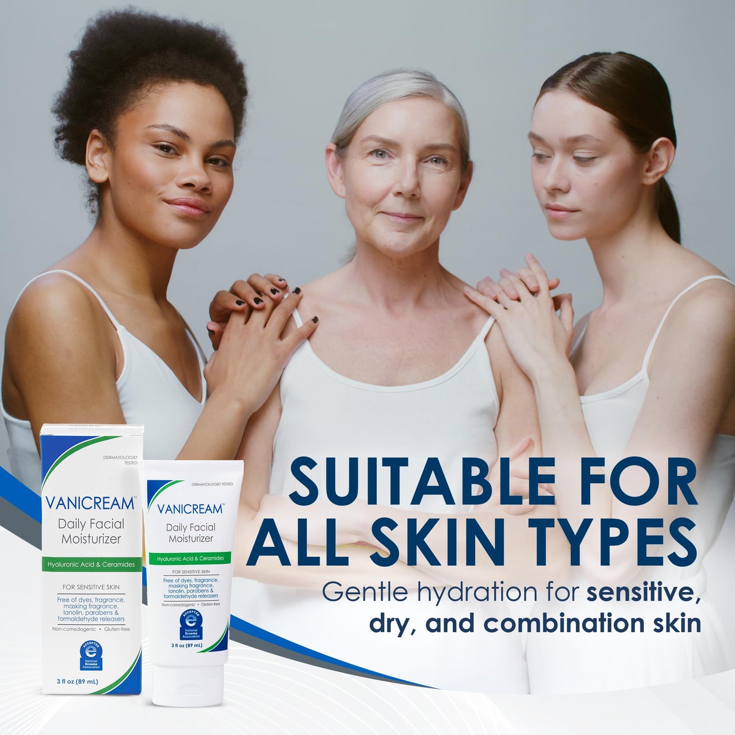 Vanicream Daily Facial Moisturizer with Ceramides & Hyaluronic Acid for Sensitive Skin – 3 fl oz, Irritant-Free, Pack of 1