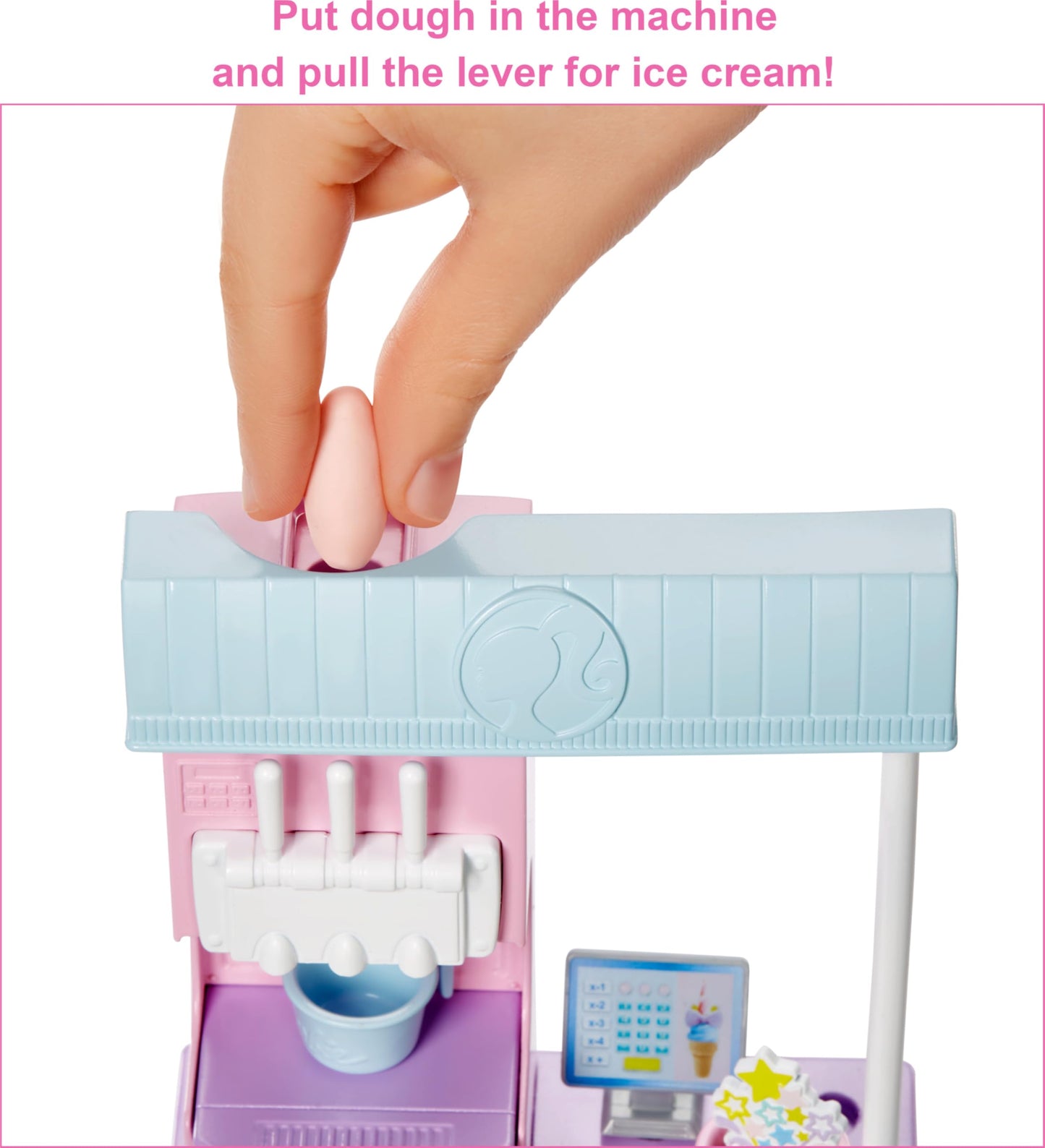Barbie Careers Playset, Ice Cream Shop Set with Blonde Fashion Doll, Ice Cream Machine, Molds, Dough & Accessories