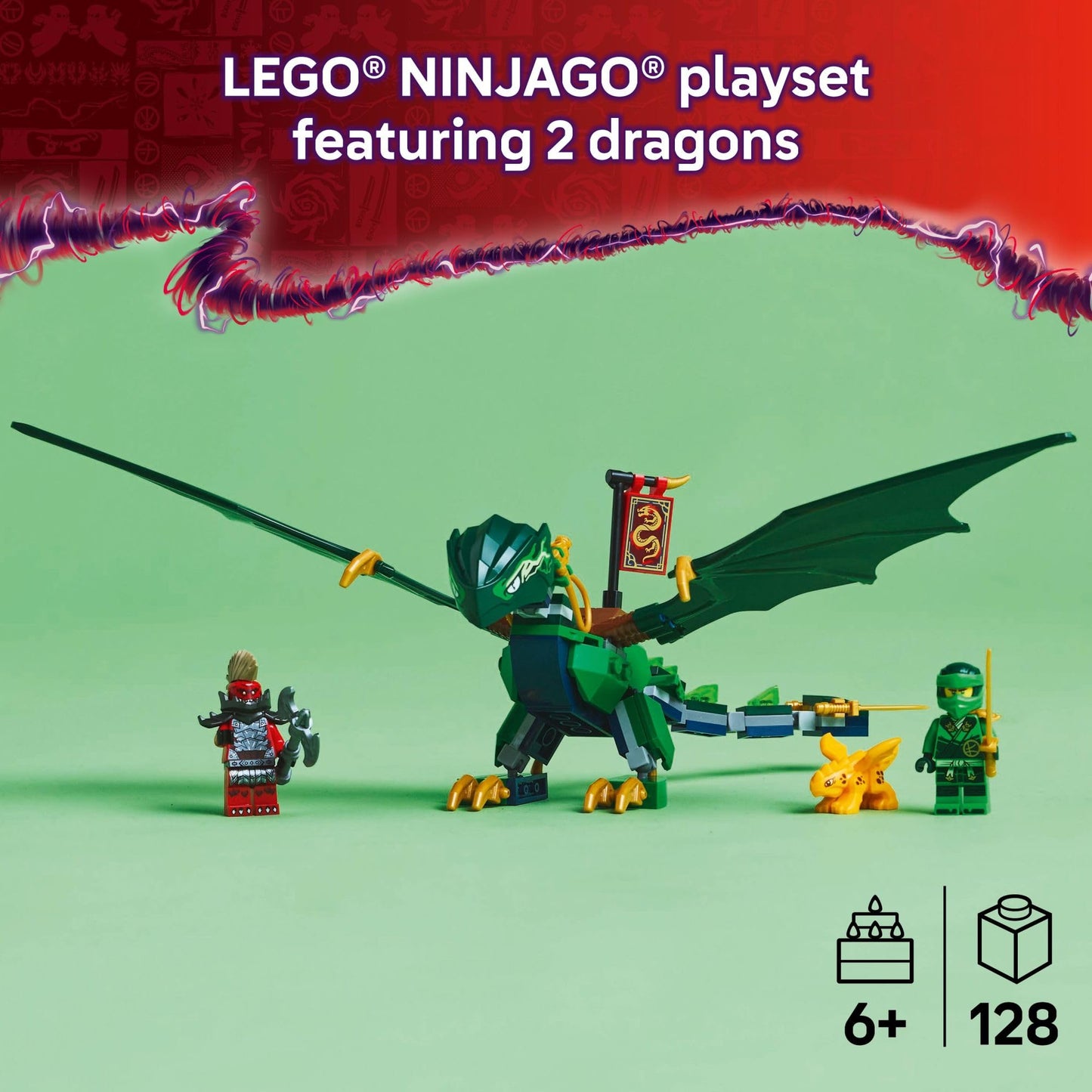 LEGO NINJAGO Lloyd’s Green Forest Dragon 71829 Toy with 2 Minifigures – Building & Pretend Play for Kids 6+, Birthday Gift