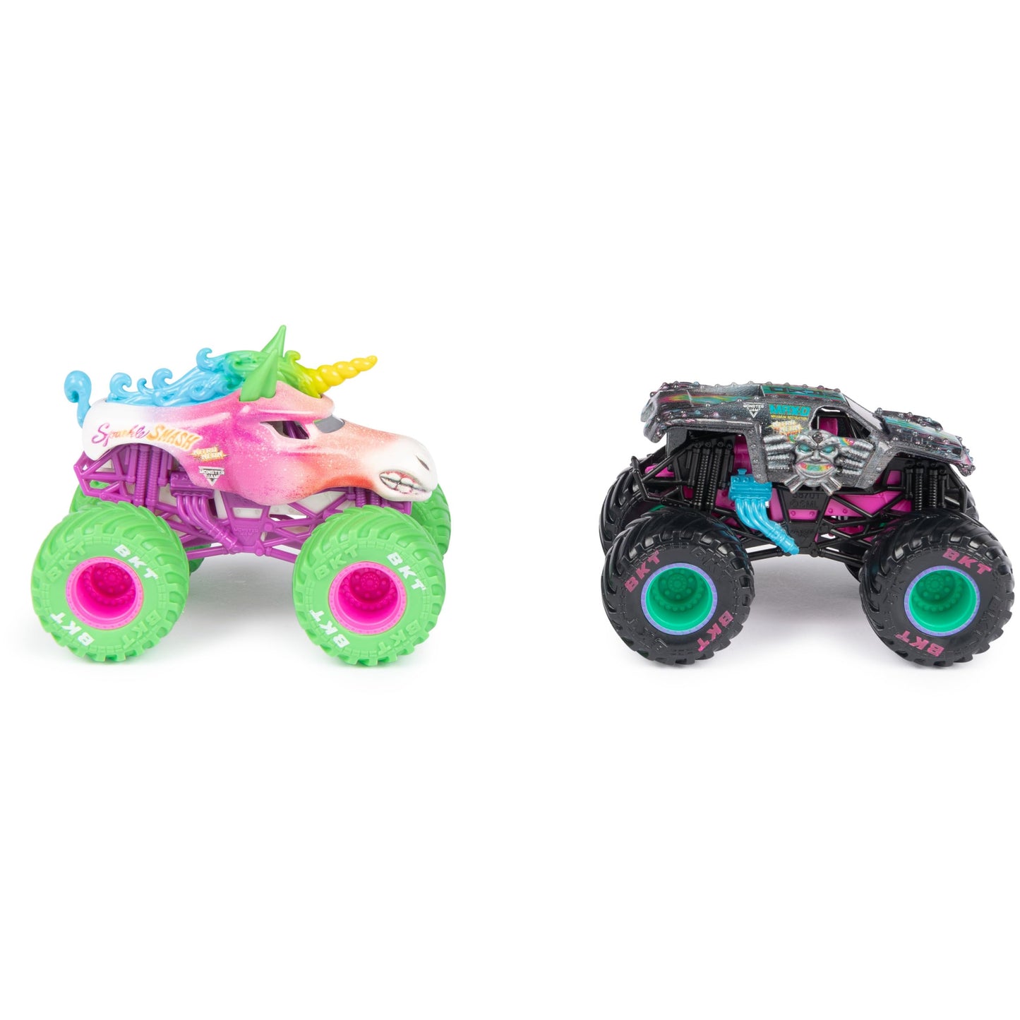 Monster Jam, Official Nitro Neon, Sparkle Smash Vs. Max-D, 1:64 Scale Die-Cast Monster Trucks, Kids Toys for Boys Ages 3 and up