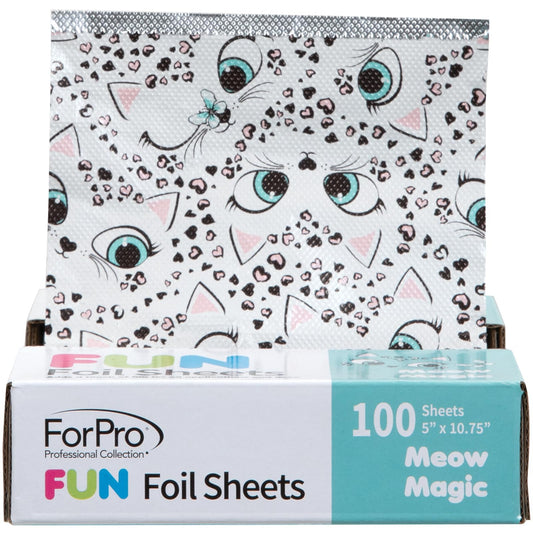 ForPro FUN Meow Magic 5" Pop-Up Foil Sheets, Aluminum Hair Foils for Coloring & Highlights, Food Safe, Easy Dispenser, 5"x10.75", 100 Ct