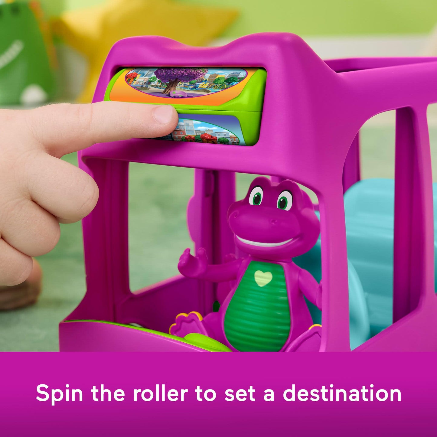 Barney World Preschool Toy Adventure Bus Push-Along Vehicle Figure for Pretend Play Kids Ages 3+ Years