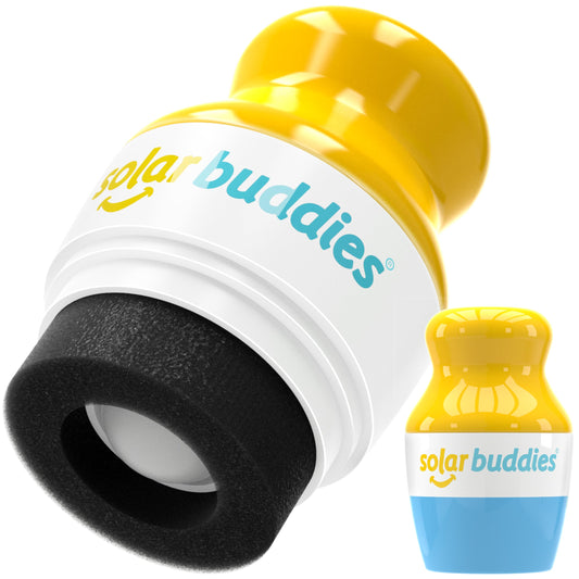 Solar Buddies Refillable Sunscreen Applicator – Blue Roll-On Sponge for Kids & Adults, Travel-Friendly 3.4oz Suncream & Lotion Dispenser