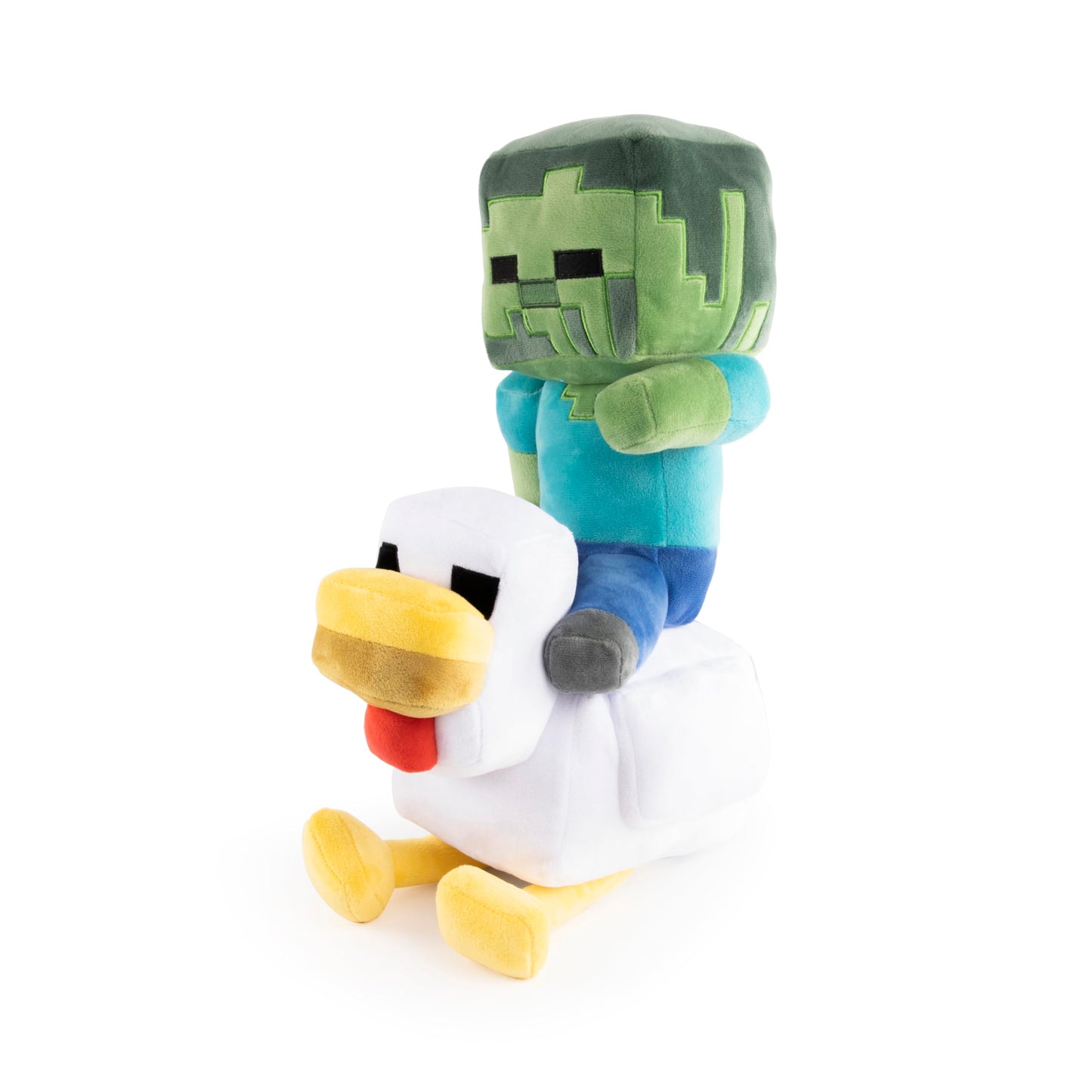 Jay Franco Minecraft Plush Pillow Buddy - Soft Plushie Stuffed Pillow, 20 Inches, Gray - Chicken Jockey