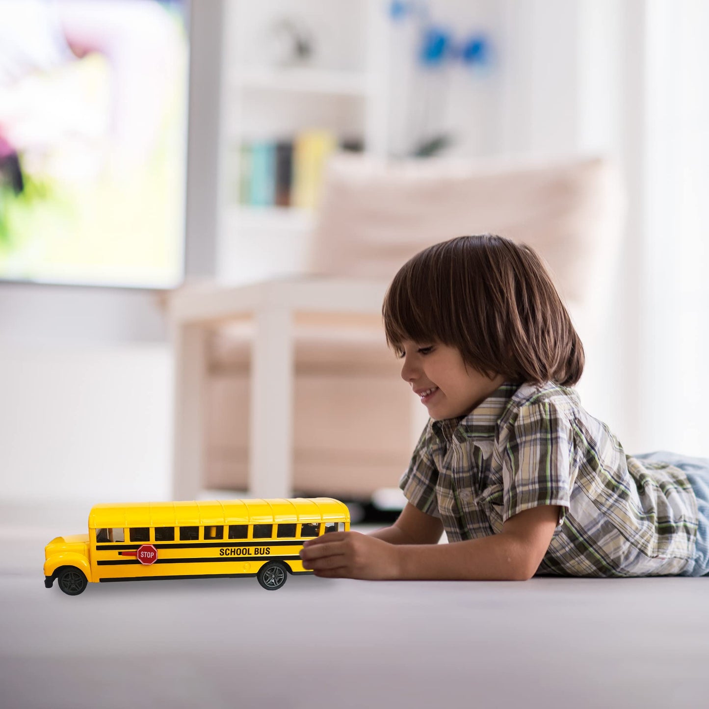 ArtCreativity 8.5" Yellow School Bus Toy – Pull Back Diecast Vehicle with Opening Doors & Rubber Tires – Durable Gift for Boys & Girls