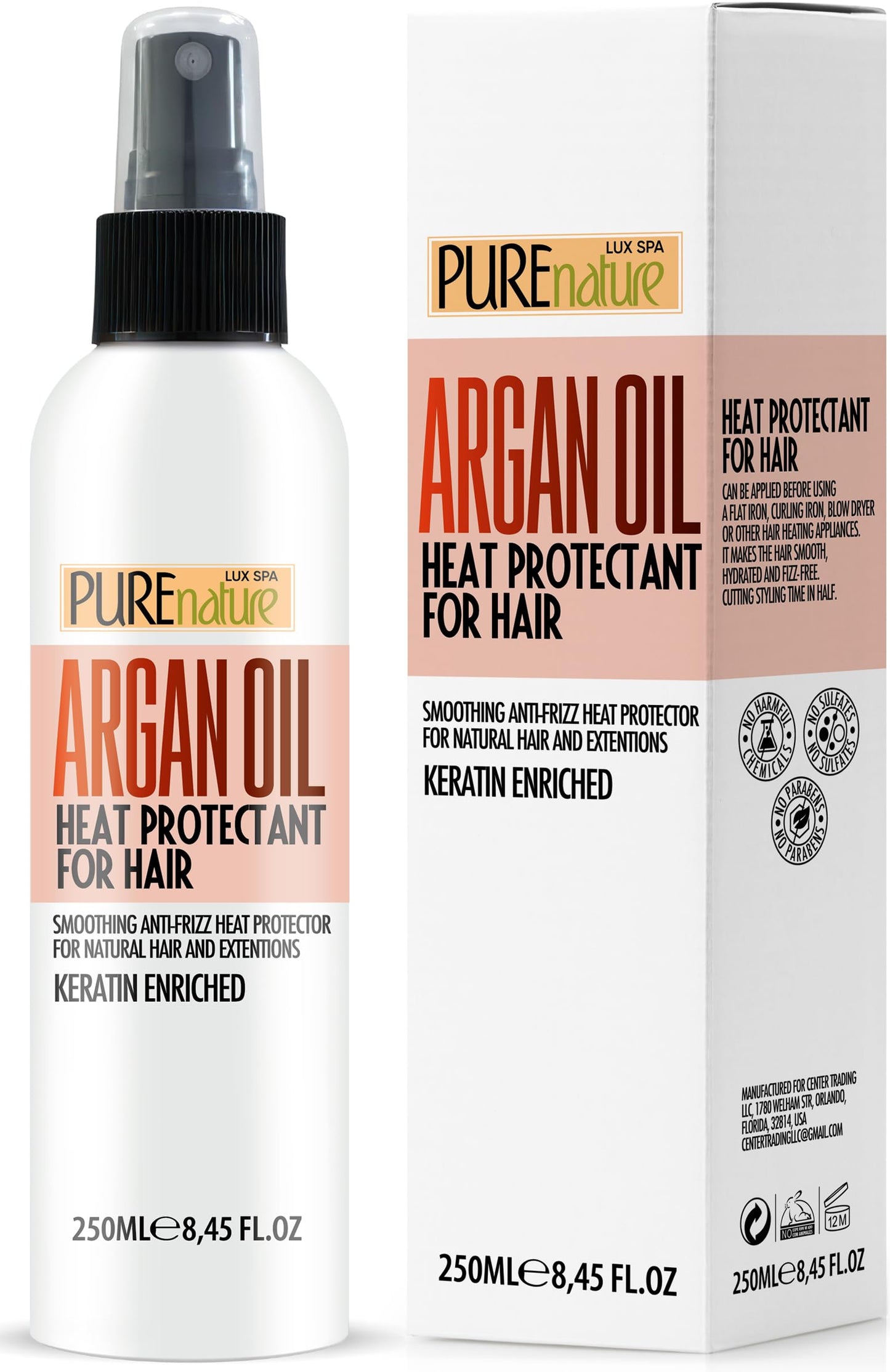 Moroccan Argan Oil Heat Protectant Spray – Leave-In Thermal Shield for Flat Iron, Blow Dry & Styling – Hydrating Anti-Frizz for All Hair Types