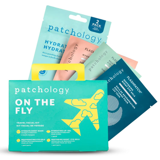 Patchology On The Fly Travel Facial Kit – Hydrating Sheet Masks & Patches for Face, Eyes & Lips, Travel-Friendly Skincare Essentials