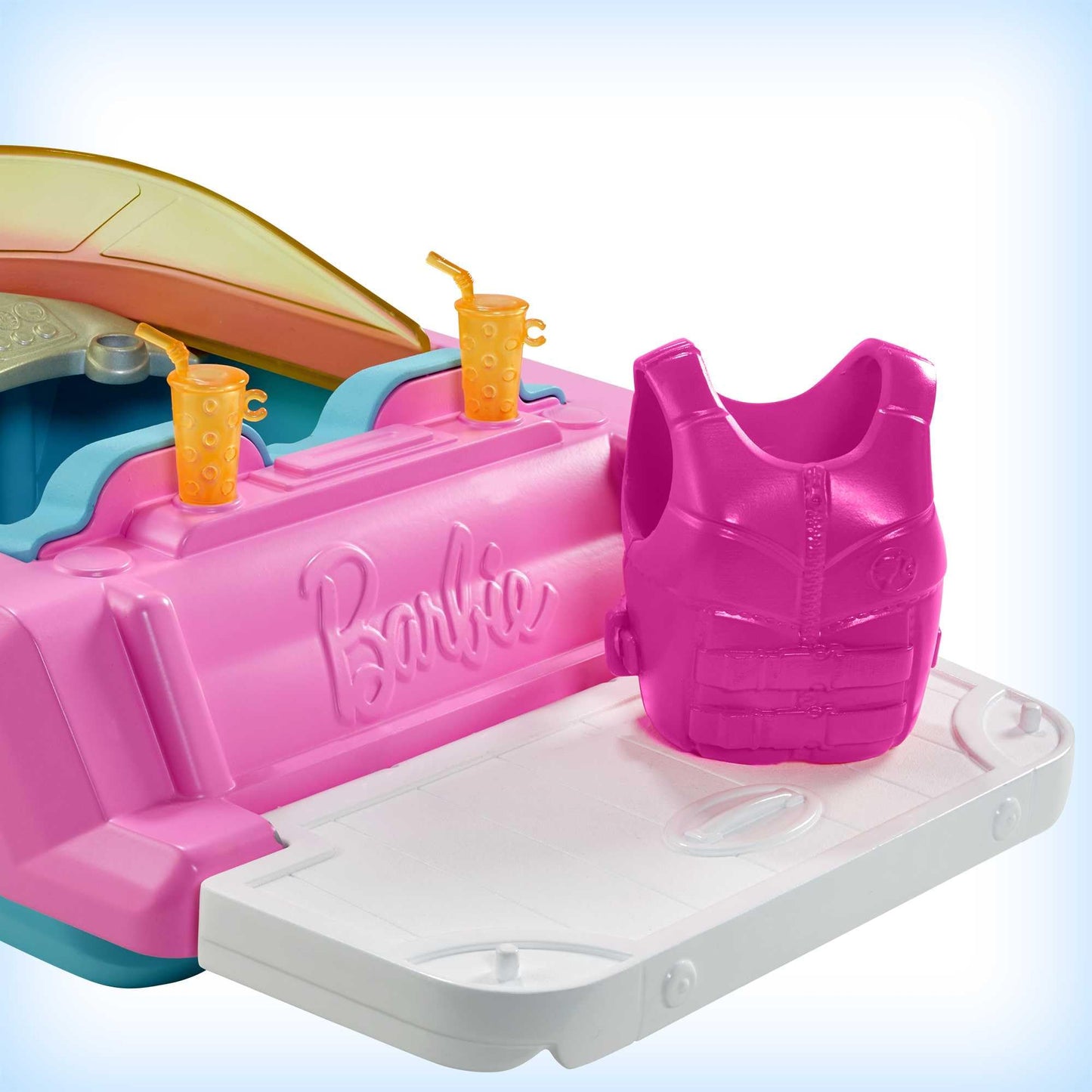 Barbie Boat with Puppy and Themed Accessories, Fits 3 Dolls, Floats in Water, Great Gift for 3 to 7 Year Olds