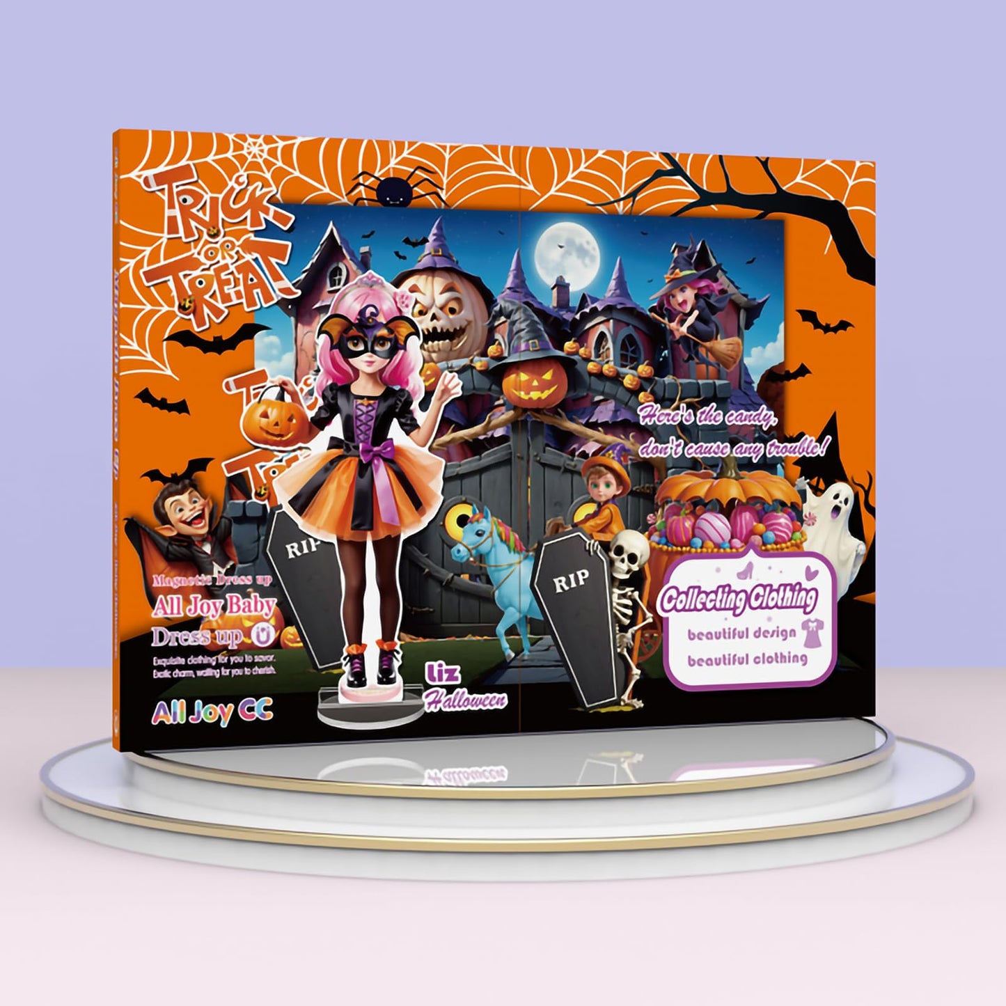 Halloween Magnetic Dress-Up Dolls for Kids – Witch & Pumpkin Fairy Costumes with 3D Haunted House Scene, Travel Toy Gift Ages 3-7